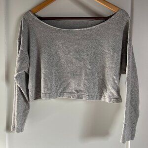 American Apparel Heather Gray Long Sleeve Crop Top